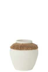 Vaas Ibiza Klei Riet Wit/Nat S (17X10X19Cm) - (54664)